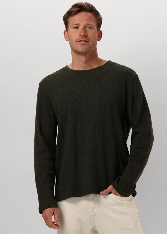 Anerkjendt Akkikki L s Waffle Tee Polo's T-shirts Heren - Polo shirt - Donkergroen