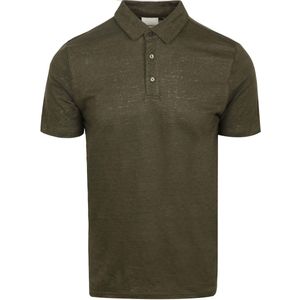 KnowledgeCotton Apparel Poloshirt Leinen Dunkelgrün - Größe XL