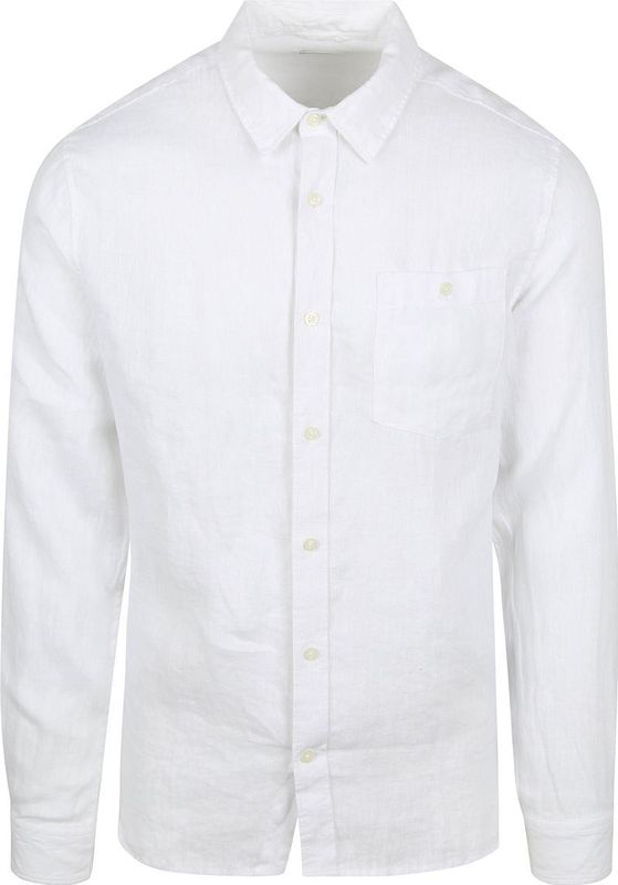 KnowledgeCotton Apparel - Overhemd - Wit - Linnen - Casual