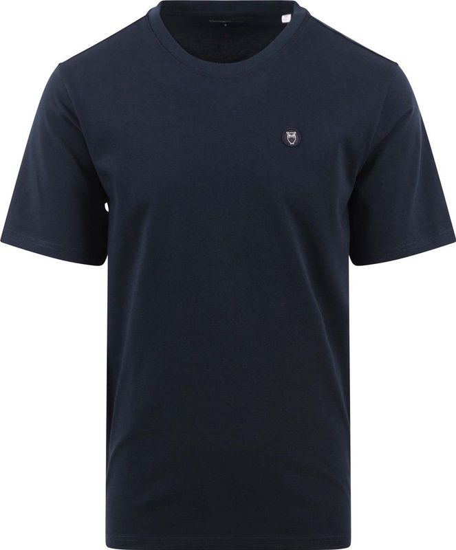 KnowledgeCotton Apparel - Loke Badge Tee - T-shirt - Total Eclipse - Biologisch Katoen