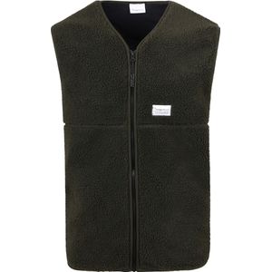 KnowledgeCotton Apparel Vest Teddy Fleece Donkergroen - Heren