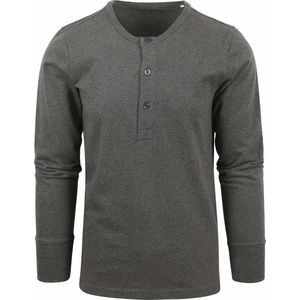 KnowledgeCotton Apparel - BO Henley - Overhemd - Blauw - Biologisch Katoen