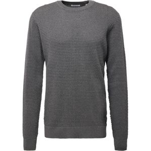 Trui KnowledgeCotton Apparel Men Vagn Regular Bubble Knit Crew Neck Dark Grey Melange