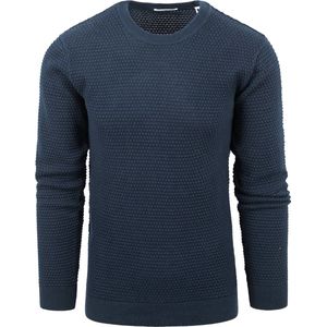 Trui KnowledgeCotton Apparel Men Vagn Regular Bubble Knit Crew Neck Total Eclipse