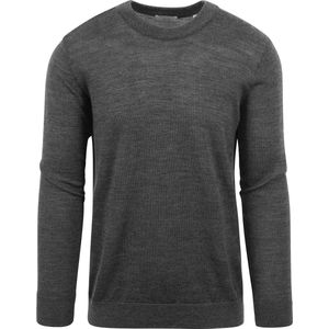 KnowledgeCotton Apparel - KARL - Gebreide Trui - Donkergrijs Melange - 100% Merino Wol