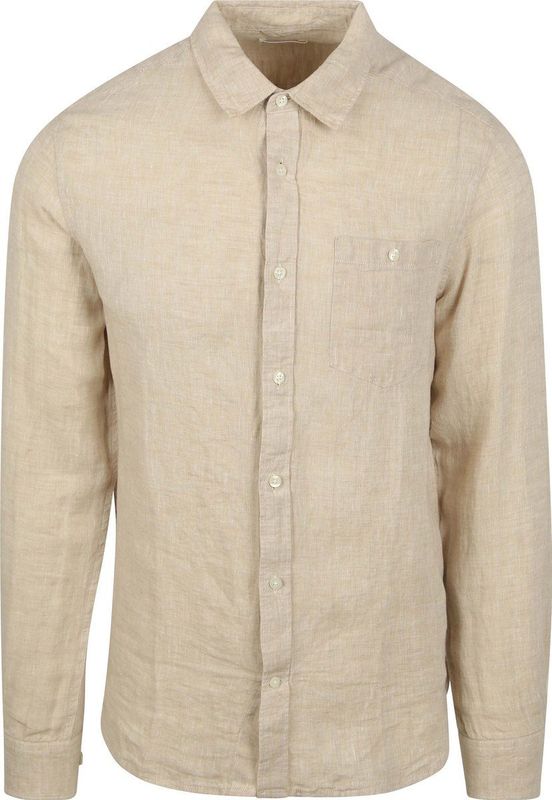 KnowledgeCotton Apparel - Regular Linen Shirt - Overhemd - Beige - Katoen