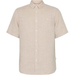 Knowledge Cotton Apparel - Regular Linen Short Sleeve Shirt Yarndyed - Licht Grijs - Overhemd