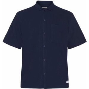 Overhemd KnowledgeCotton Apparel Men Box Fit Short Sleeve Night Sky