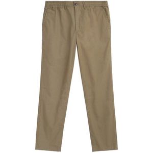 KnowledgeCotton Apparel - Tim Tapered Broek - Burned Olive - Poplin - Elastic Waist