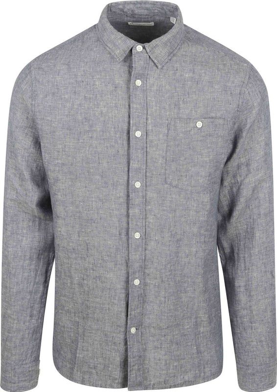 KnowledgeCotton Apparel - Regular Linen Shirt - Overhemd - Grijs
