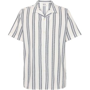 KnowledgeCotton Apparel - Box Striped Overhemd - Blauw - Katoen
