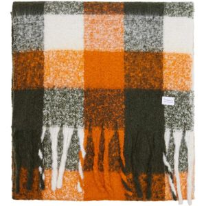 Knowledge Cotton Apparel - Recycled Polyester Scarf Green Check - Sjaal - Kaki