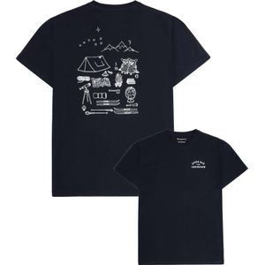 Knowledge Cotton Apparel - Regenerative Organic Cotton Back Print T-Shirt - Marine blauw