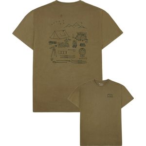 Knowledge Cotton Apparel - Regenerative Organic Cotton Back Print T-Shirt - Kaki