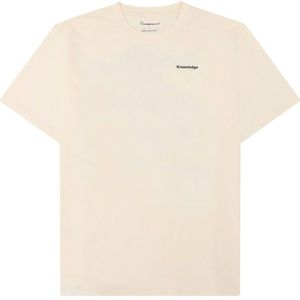 KnowledgeCotton Apparel - S/S Heavy Single MTN Back Print - T-shirt - Wit/Beige
