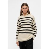 Object Objester Knit Zip Pullover Noos Dames Trui Sandshell
