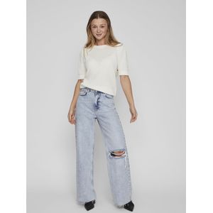 VILA Gebreide Top VIDALO met Biologisch Katoen Wit