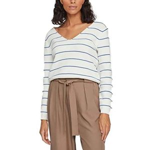 Vila Dames VICHAO V-hals L/S Knit TOP/SU-NOOS gebreide trui, White Alyssum/Stripes:Verenblauw L, White Alyssum/Stripes:federal Blue, L