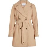 VILA - VIMERSIN TRENCHCOAT - Dames - Jassen - Kleur: Beige - Materiaal: Linnen