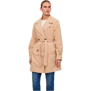 VILA - VIMERSIN TRENCHCOAT - Dames - Jassen - Kleur: Beige - Materiaal: Linnen