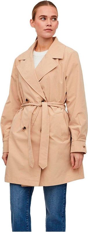 VILA - VIMERSIN TRENCHCOAT - Dames - Jassen - Kleur: Beige - Materiaal: Linnen
