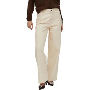 Vila Freya Jaf Fit Hoogzittende Jeans Beige Vrouw