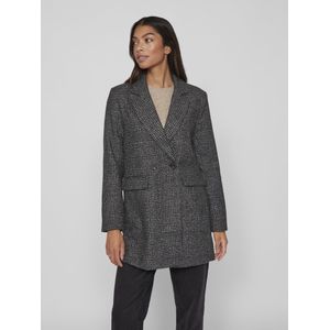 Vila Viley Wool Blazer Noos korte jas voor dames, Zwart/Checks: wit zand