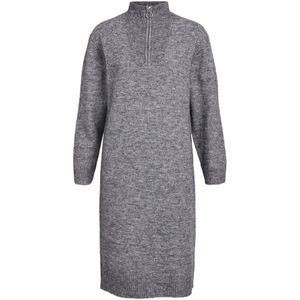 Object - Objminna L/S ZIP Knit Dress - Donkergrijs - Polyester