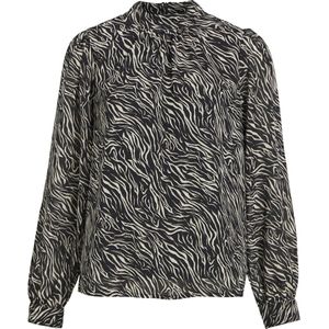 Object Objmila L/S High Neck Top Noos Damesblouse met lange mouwen, Zwart/Aop: sandshell zebra, 36