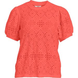 Object Dames Objfeodora S/S Top Noos T-shirt, hot coral, L