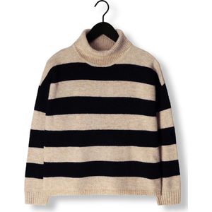 Object OBJMINNA L/S Rollneck Knit Pullover NOOS, Zandshell/strepen: zwart, S