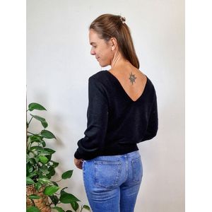 Vila Trui Viril Rev V-neck Knit Top - Noo 14084174 Black Dames