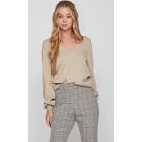 Vila - Damestrui - Natural Melange - V-hals - 50% Viscose