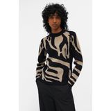 Object Trui Objray Knit Pullover Aop Noos 23040958 Black/fossil Big Dames