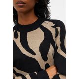 Object Trui Objray Knit Pullover Aop Noos 23040958 Black/fossil Big Dames