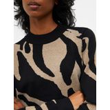 Object Trui Objray Knit Pullover Aop Noos 23040958 Black/fossil Big Dames