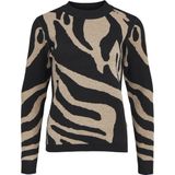 Object Trui Objray Knit Pullover Aop Noos 23040958 Black/fossil Big Dames