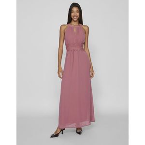 Vila Vimilina Noos Maxi-jurk met opstaande kraag voor dames, Mesa roze. Details: elastisch
