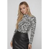 Vila - Vileoa High Neck Top - T-shirt - Zwart/Zebra