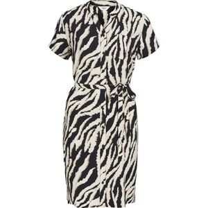 OBJECT Blousejurk OBJJACIRA met Zebraprint en Ceintuur Zwart/ Wit
