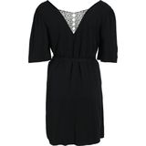 VILA - Rechte Jurk - Zwart - Viscose - Wijd Uitlopend - Korte Mouwen - V-hals