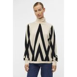 Object Trui Objray Knit Rollneck Pullover N 23043290 Sandshell/black Grap Dames