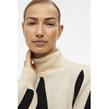 Object Trui Objray Knit Rollneck Pullover N 23043290 Sandshell/black Grap Dames