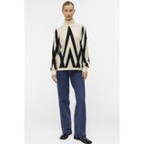 Object Trui Objray Knit Rollneck Pullover N 23043290 Sandshell/black Grap Dames