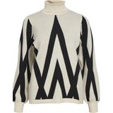 Object Trui Objray Knit Rollneck Pullover N 23043290 Sandshell/black Grap Dames