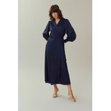 Vila - Enna Ravenna - Midi-jurk - Zwart - Lange Mouwen