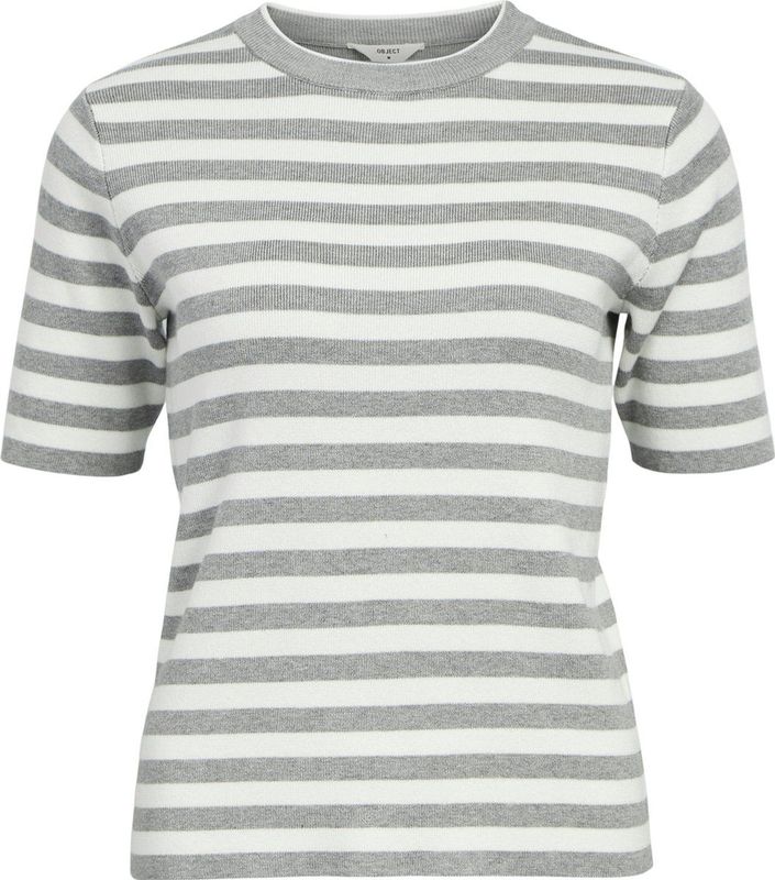 Object Trui Objester New Knit Pullover Noos 23043510 Light Grey Melange/cloud Dancer Dames