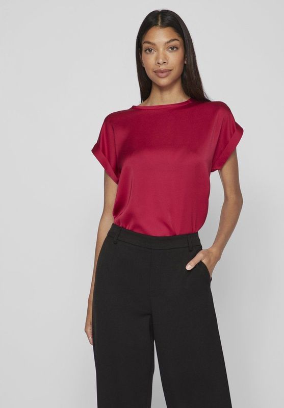 Vila - Viellette s s Satin Top - Noos - Dames - Blouses