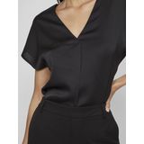 Vila T-shirt Viellette V-neck S s Satin Top - No 14089239 Black Dames