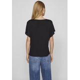 Vila Blusenshirt Satin Blusen Shirt Top Glänzendes Kurzarm Oberteil VIELLETTE V-NECK S/S SATIN TOP - NOOS